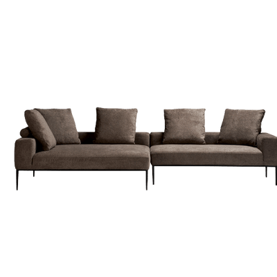 [kontinent] スクエアカウチ（向って左）・2P片肘ソファ（向って右）　※ボルスター付クッションS×5set